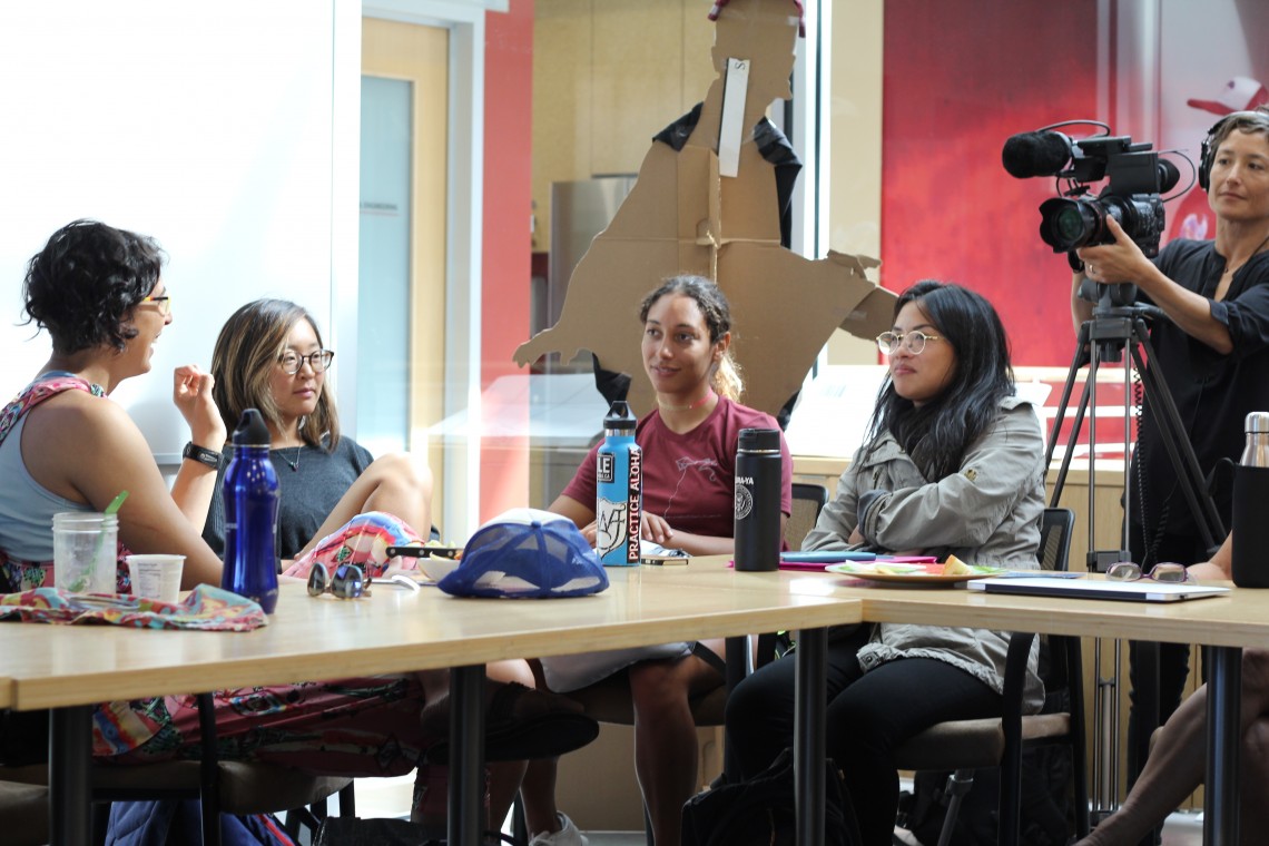 Brown Girl Surf Speak Out, Sachi Cunningham filming (photo: lisahunter)